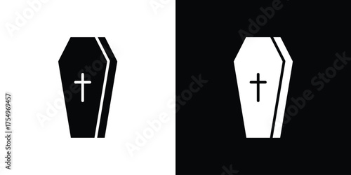 Coffin icon vector graphics, a flat solid icons