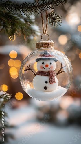 A snowman in a hard hat and gloves intently uses a tablet with a stylus, set against a dark, glowing industrial background. created by ai
