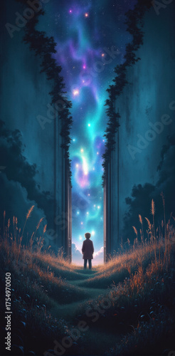 Doorway to the Stars – Surreal Portal Fantasy vertical  Wallpaper