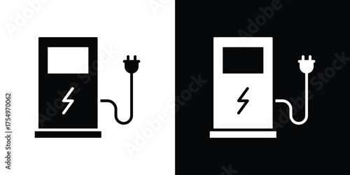 Charging station icon vector graphics, a flat solid icons