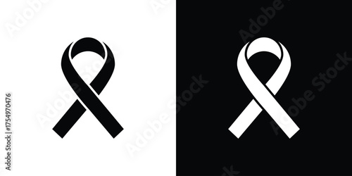 Cancer ribbon icon vector graphics, a flat solid icons
