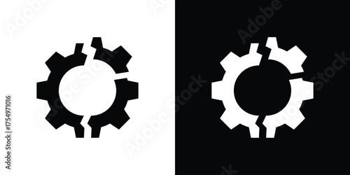 Broken gear icon vector graphics, a flat solid icons