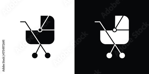 Baby carriage icon vector graphics, a flat solid icons