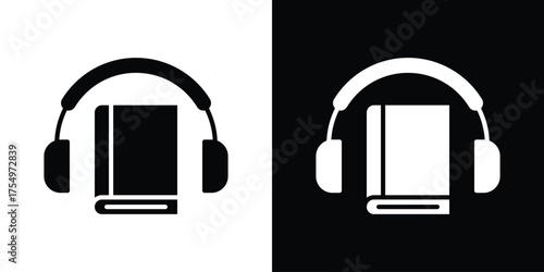 Audio book icon vector graphics, a flat solid icons