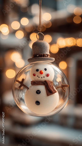A snowman in a hard hat and gloves intently uses a tablet with a stylus, set against a dark, glowing industrial background. created by ai
