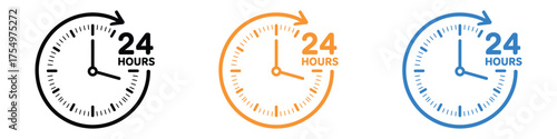 24, Twenty four hours icon vector. assistance anytime day, night with non stop service symbol. vector illustration.