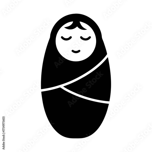 Vector art of baby swaddled symbol of newborn, infancy, and care represents childhood, innocence, and the beginning of life and nurturing