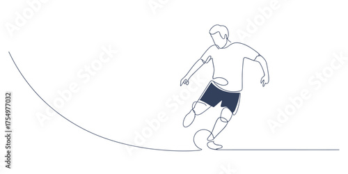 Dynamic continuous line art of a skier performing a jump in motion vector