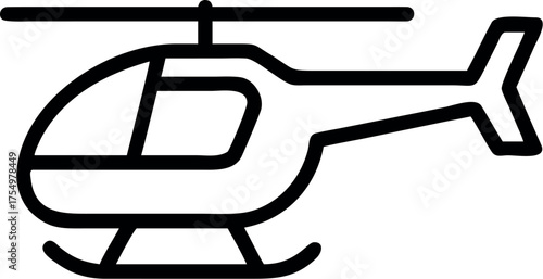 Helicopter icon vector. Outline helicopter vector icon