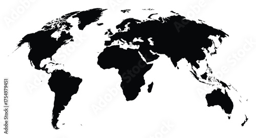 World Map Silhouette Vector Illustration, 3d Map Isolated