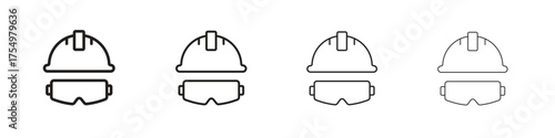 Safety helmet icon. editable stroke icon for graphic project