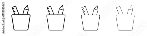 Pencil holder icon. editable stroke icon for graphic project