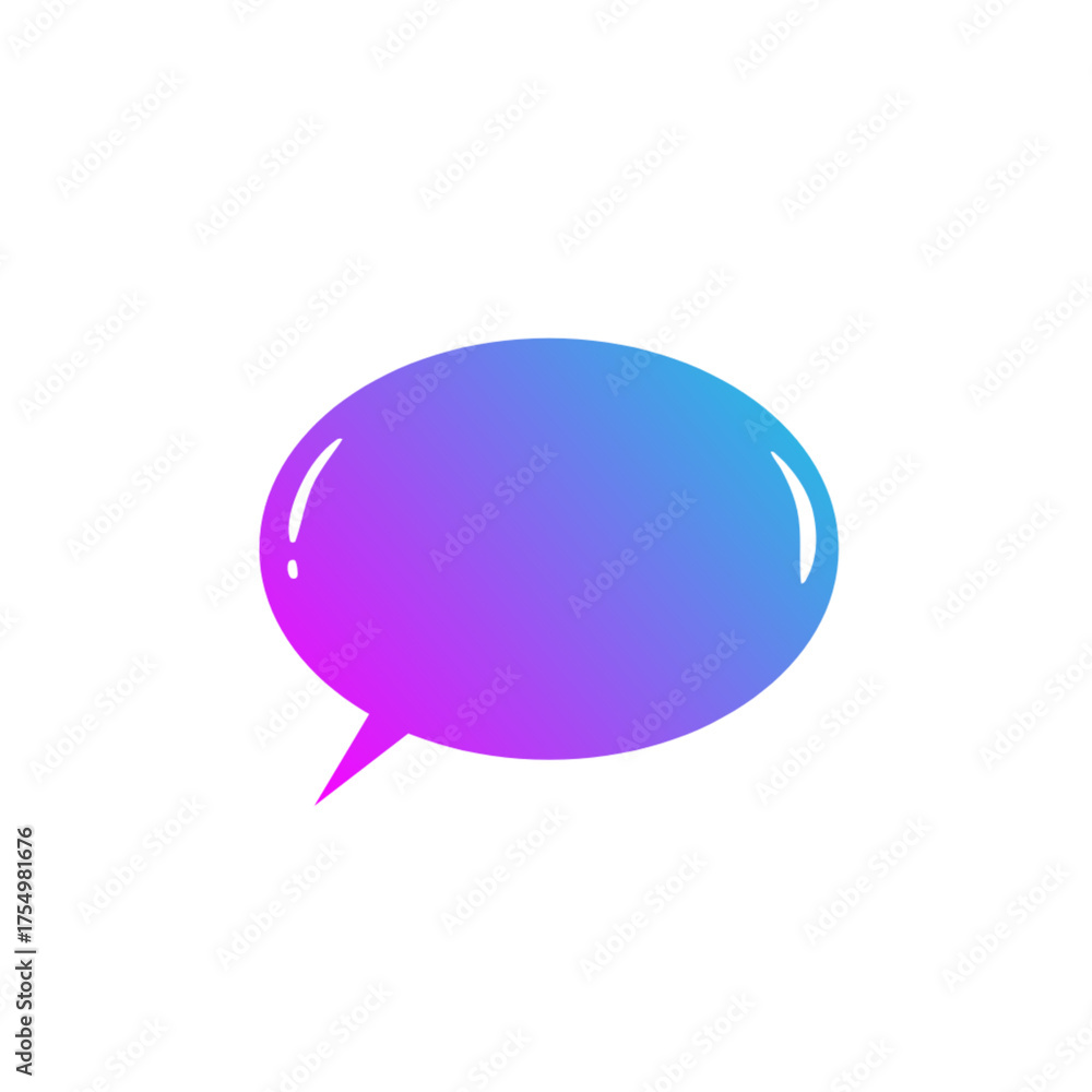 Naklejka premium Gradient Glossy Speech Bubble Icon Modern Chat Symbol for Digital UI and Messaging Designs