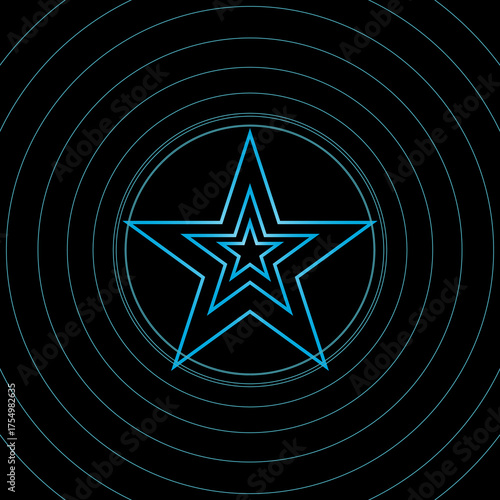 Wallpaper Mural Geometric Star Pattern with Circles and Rings in Blue Abstract Design Torontodigital.ca
