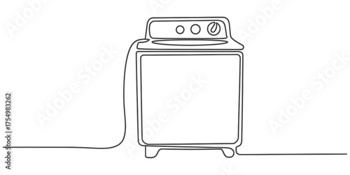 Continuous one line drawing of a top load washing machine with controls vector
