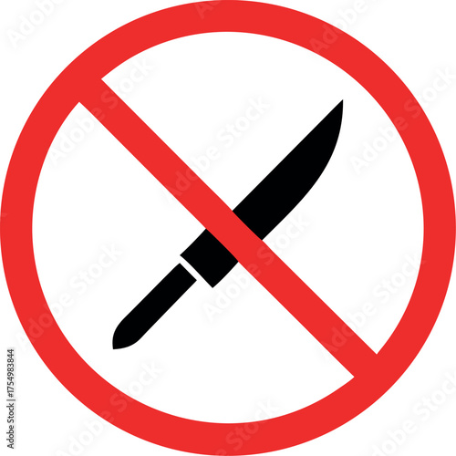Knives not allowed vector icon. knife symbol silhouette vector. no knife no weapon vector illustration