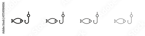 Fishing icon. editable stroke icon for graphic project