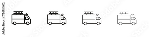 Fire truck icon. editable stroke icon for graphic project