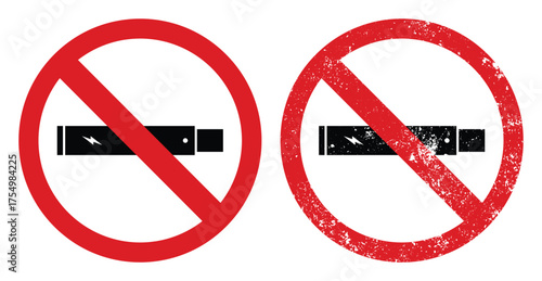 Vape Prohibition Sign Vector Illustration: No Vaping Allowed Icons