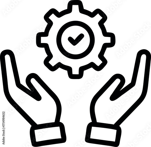 hand holding gear like optimize system icon vector
