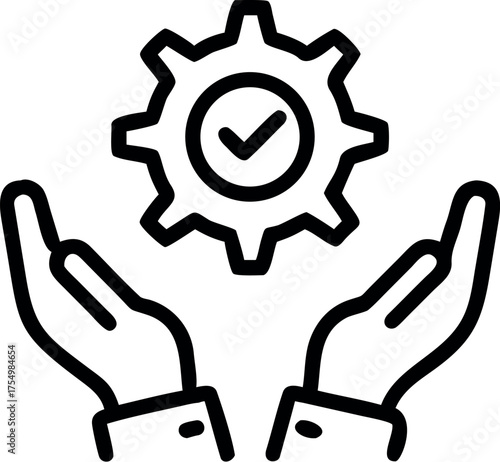 hand holding gear like optimize system icon vector