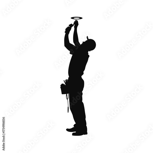 Man replacing bathroom exhaust fan