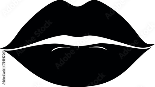 Black Lip Silhouette Icon Vector