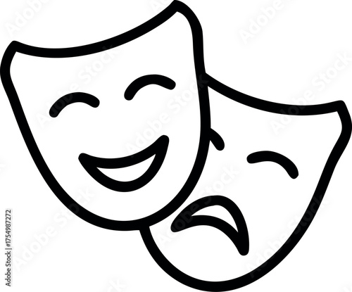 Theatre mask icon Outline, theatre mask vector icon vector
