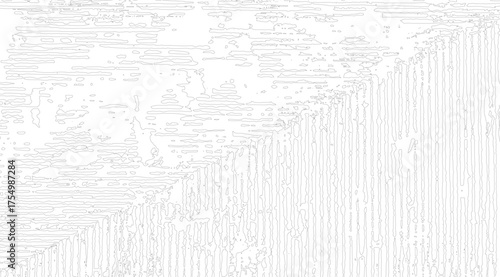 Abstract linear monochrome pattern showcases irregular horizontal lines above and vertical streams on a white background, creating a textured and visually intriguing design element
