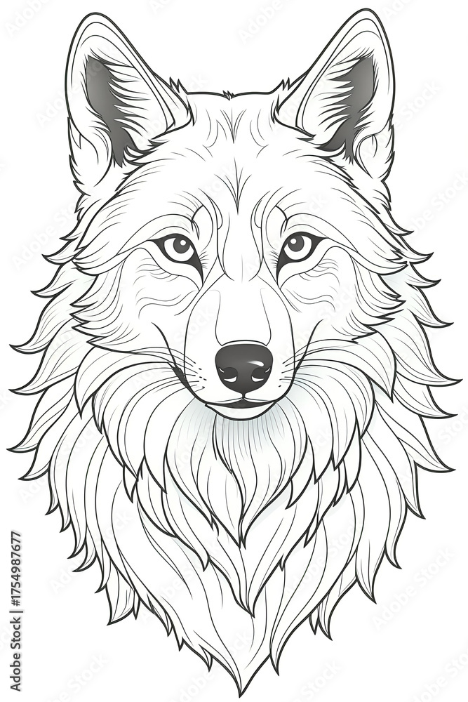 Naklejka premium Wolf head coloring page
