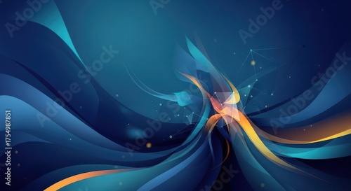 Abstract blue and orange flowing design graphic