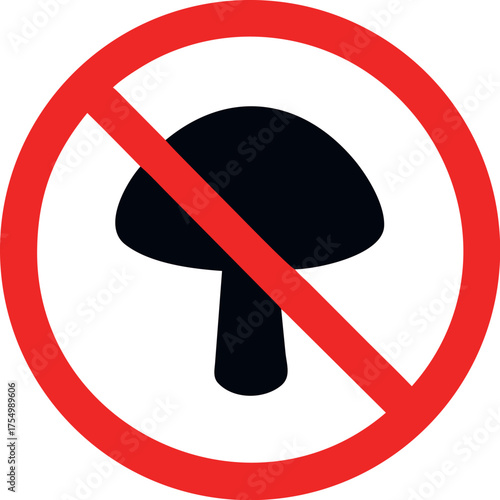 prohibition sign mushrooms in a red crossed out circle vector