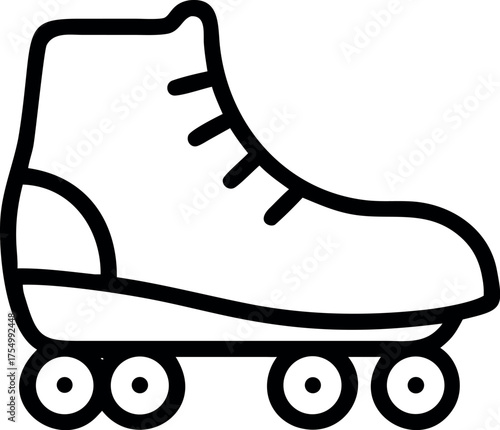Inline skates icon. Outline inline skates icon  vector, Skating Leisure in Roll Wheel Shoe Equipment Line Pictogram. Roller Skate Black Outline Icon