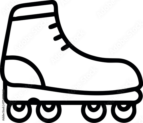 Inline skates icon. Outline inline skates icon  vector, Skating Leisure in Roll Wheel Shoe Equipment Line Pictogram. Roller Skate Black Outline Icon