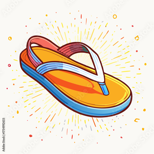 Summer Beach Flip Flops with Seashells Illustration