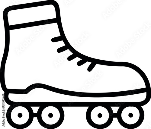 Inline skates icon. Outline inline skates icon  vector, Skating Leisure in Roll Wheel Shoe Equipment Line Pictogram. Roller Skate Black Outline Icon