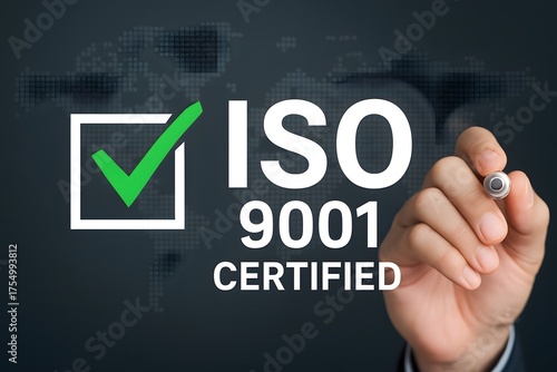 Wallpaper Mural ISO 9001 Standard certification standardization quality control concept, businessman choose ISO 9001 icons for certified and quality management of organizations. Torontodigital.ca