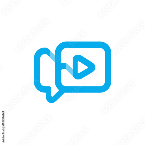 A blue video icon with a speech bubble, indicating a discussion or video chat feature