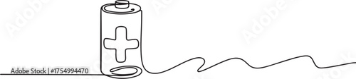 Simple line art of a battery with a wavy power cord