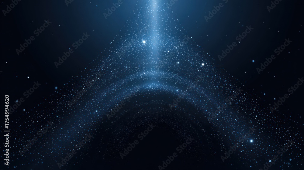 Fototapeta premium Abstract blue light beam and particles illustration for background design