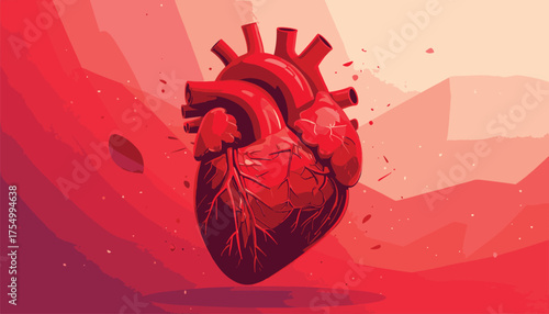 Realistic Human Heart Illustration – Anatomical Drawing