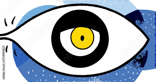 Conceptual Eye with Sad Smiley Pupil Expressing Melancholy