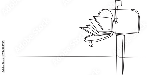 Simple line drawing of a mailbox filled with letters