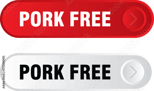 pork free label badge in red and white design for halal, vegetarian, or dietary food packaging and products