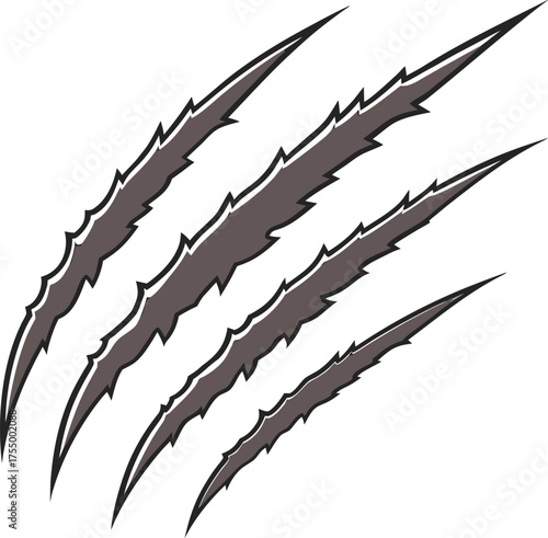 Animal claw paw marks, scratches, talons cuts cat, tiger, dog, lion, monster isolated on white background. Vector realistic illustration. Design for animal print, banner, poster 