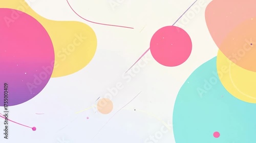 Bright and colorful abstract background featuring large spheres and smooth flowing lines. Perfect for creative projects, digital media, and modern motion design.