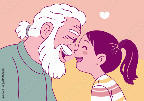Generational Love: Grandfather and Granddaughter Share Affectionate Moment
