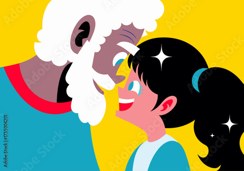 Intergenerational Joy: Grandfather and Granddaughter Embrace