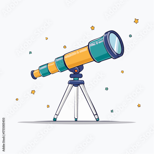 Illustration of a telescope with a tripod, perfect for observing celestial objects in the night sky.