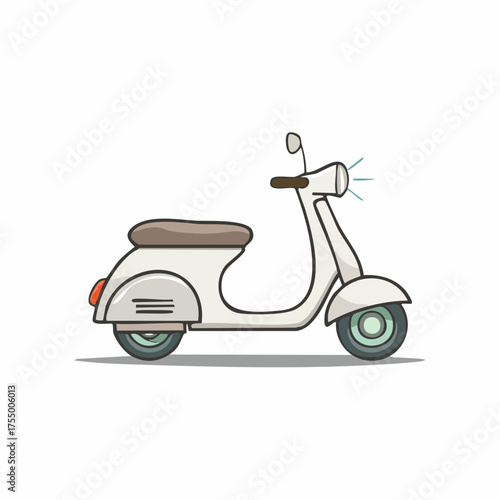 Wallpaper Mural Illustration of a white scooter with a brown seat, side view, simple design, isolated on white. Torontodigital.ca